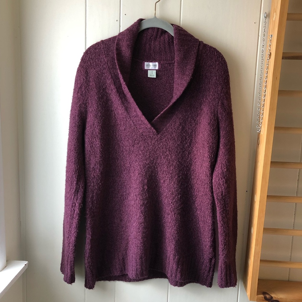 Motherhood Maternity V Neck Burgundy Knit Women’s Sweater